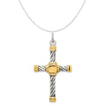 18K Gold Plated Sterling Silver Cross Charm Pendant with Cable Chain Necklace O553