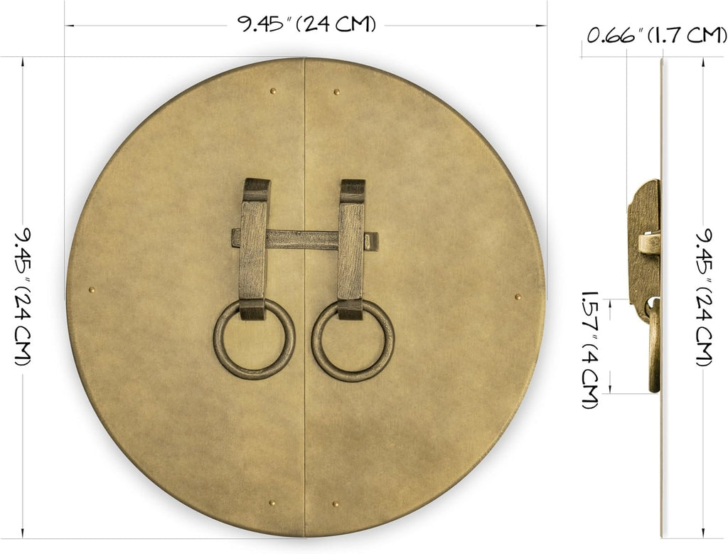 Brass Button and Zipper Cabinet Face Plate Backplate Hardware Set Pack of 2 H713
