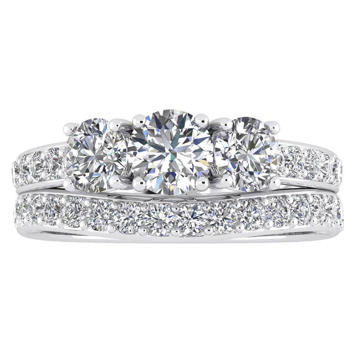 10k White Gold Diamond Three Stone Bridal Set Z988867