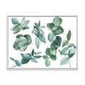Dark Green Eucalyptus Leaves Painting on Canvas, White Floater Frame, 30x22 H x 40x22 W x 1.5x22 J7898