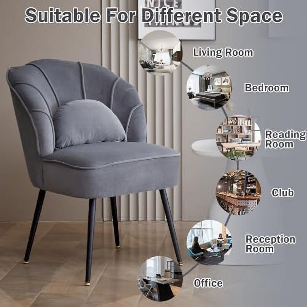 Grey Velvet Wingback Accent Chair with Ottoman D631702