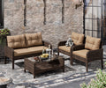 4-Piece Rattan Wicker Sofa Set with Cushions & Coffee Table M578