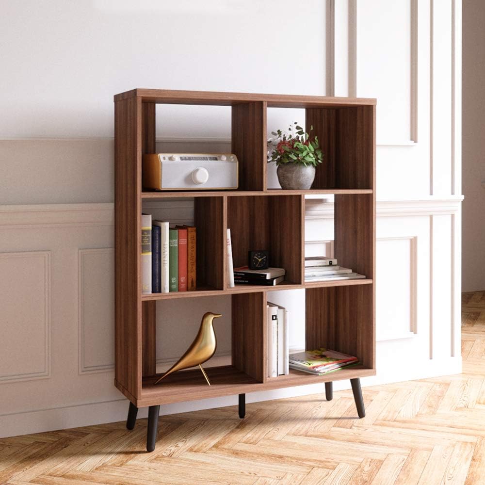 Ash Wood Black 7 Cube Bookshelf K17234