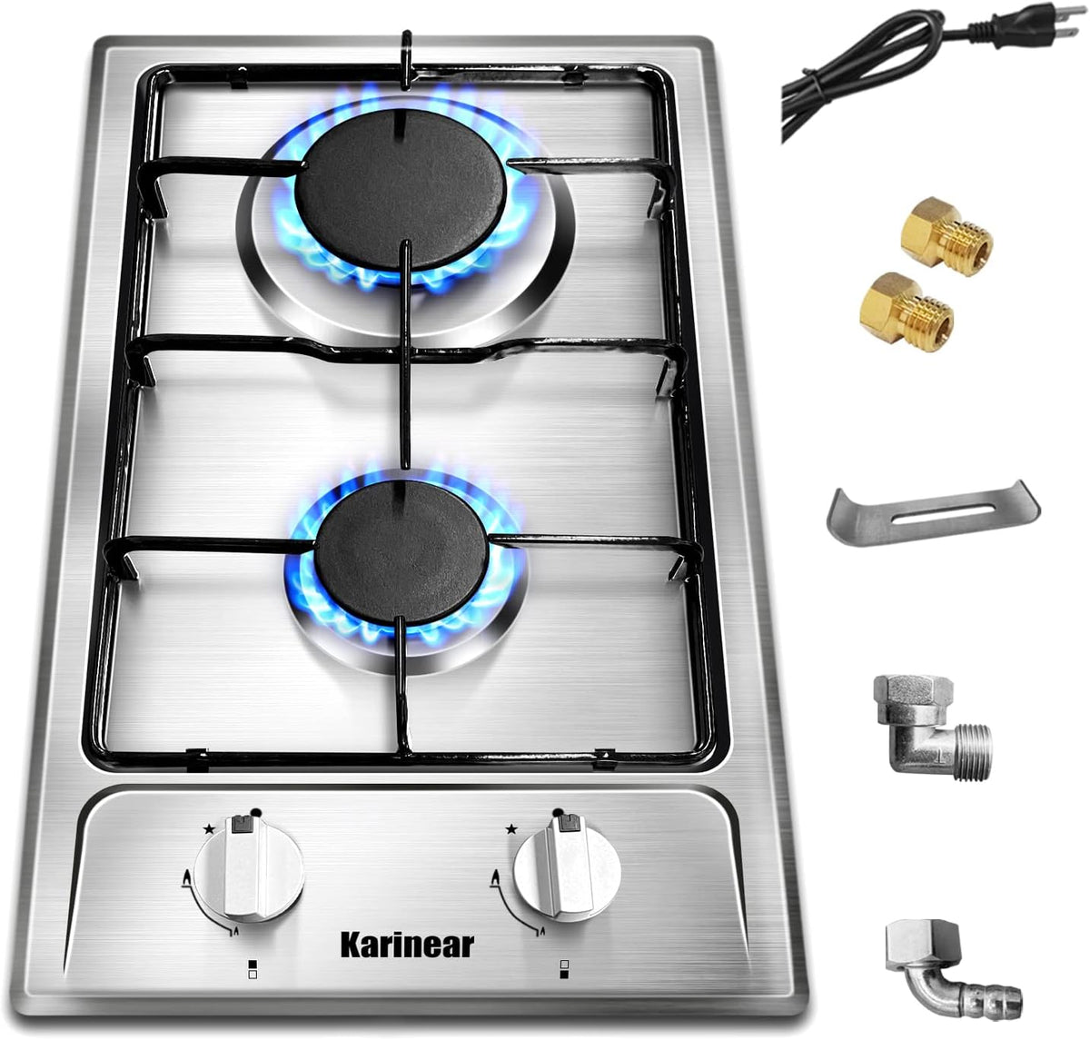 12" 2 Burner Drop-in Stainless Steel Gas Cooktop P19494