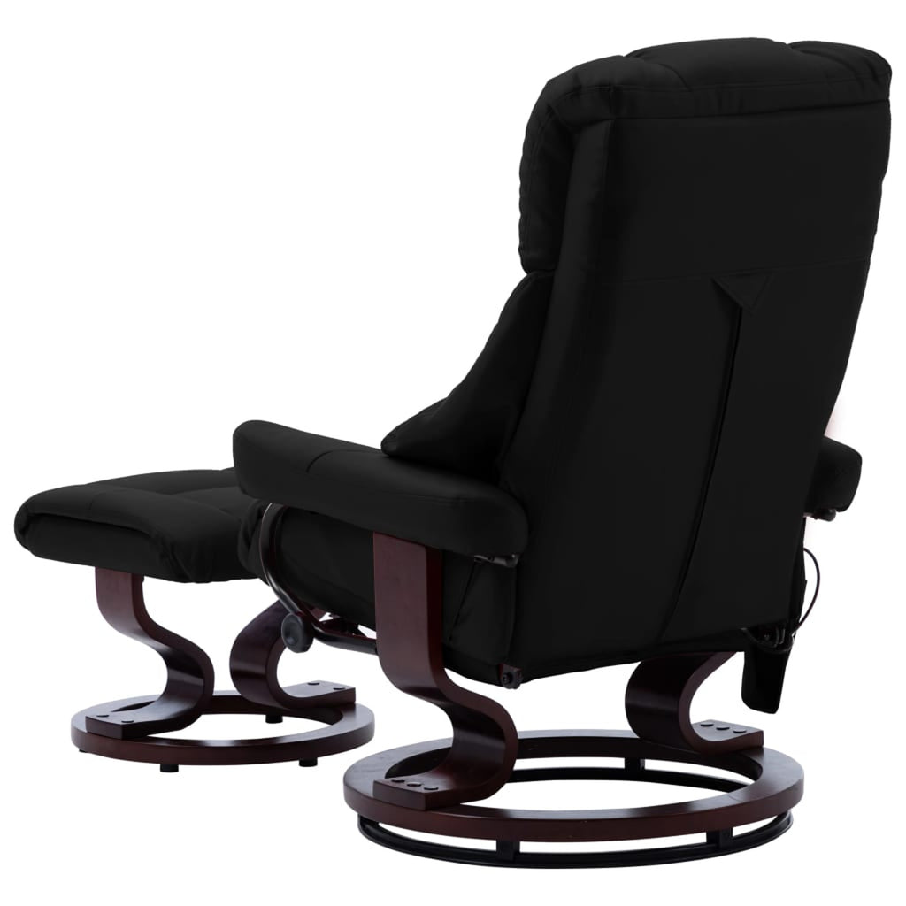 Black Faux Leather Massage Recliner with Ottoman G110216