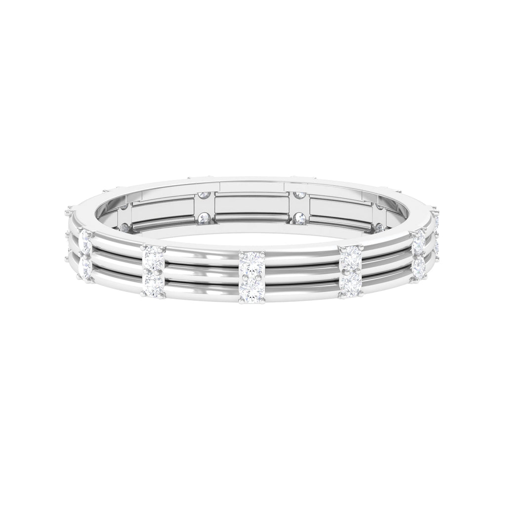 Pave Setting Stackable Gold Band Ring, 925 Sterling Silver M618659