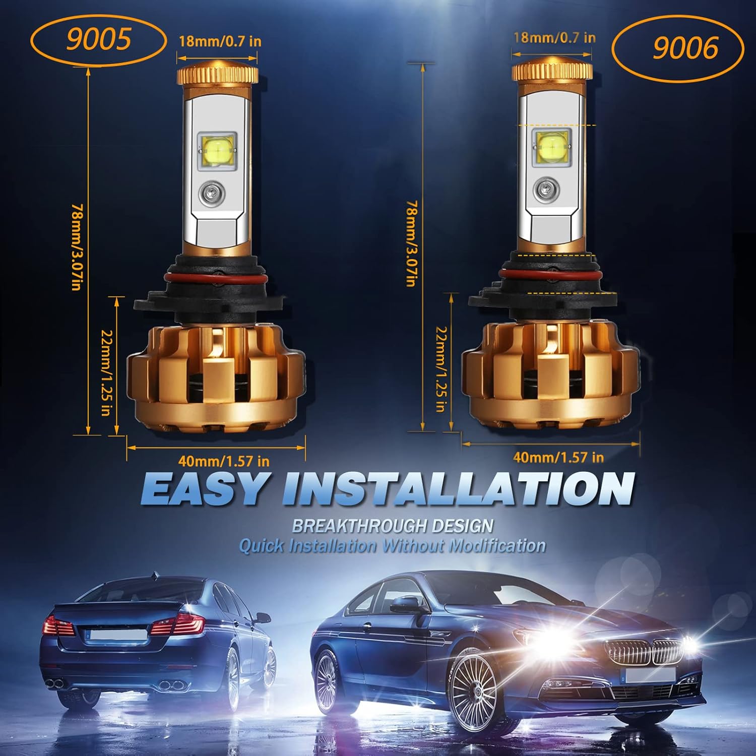 9005 9006 LED Bulbs Combo Package, 120W 24000lm 6000K, Pack of 4 T754117