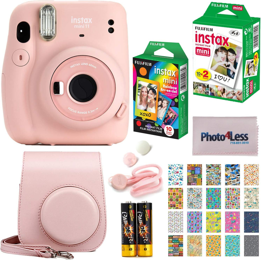 Lilac Purple Instant Camera with Twin Pack Film, Rainbow Film, Case and Travel Stickers P5058