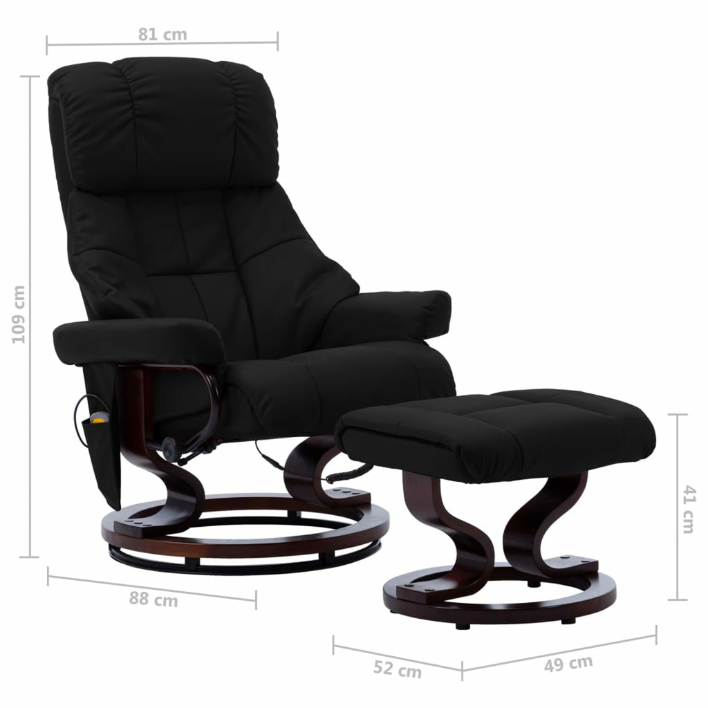 Black Faux Leather Massage Recliner with Ottoman G110216