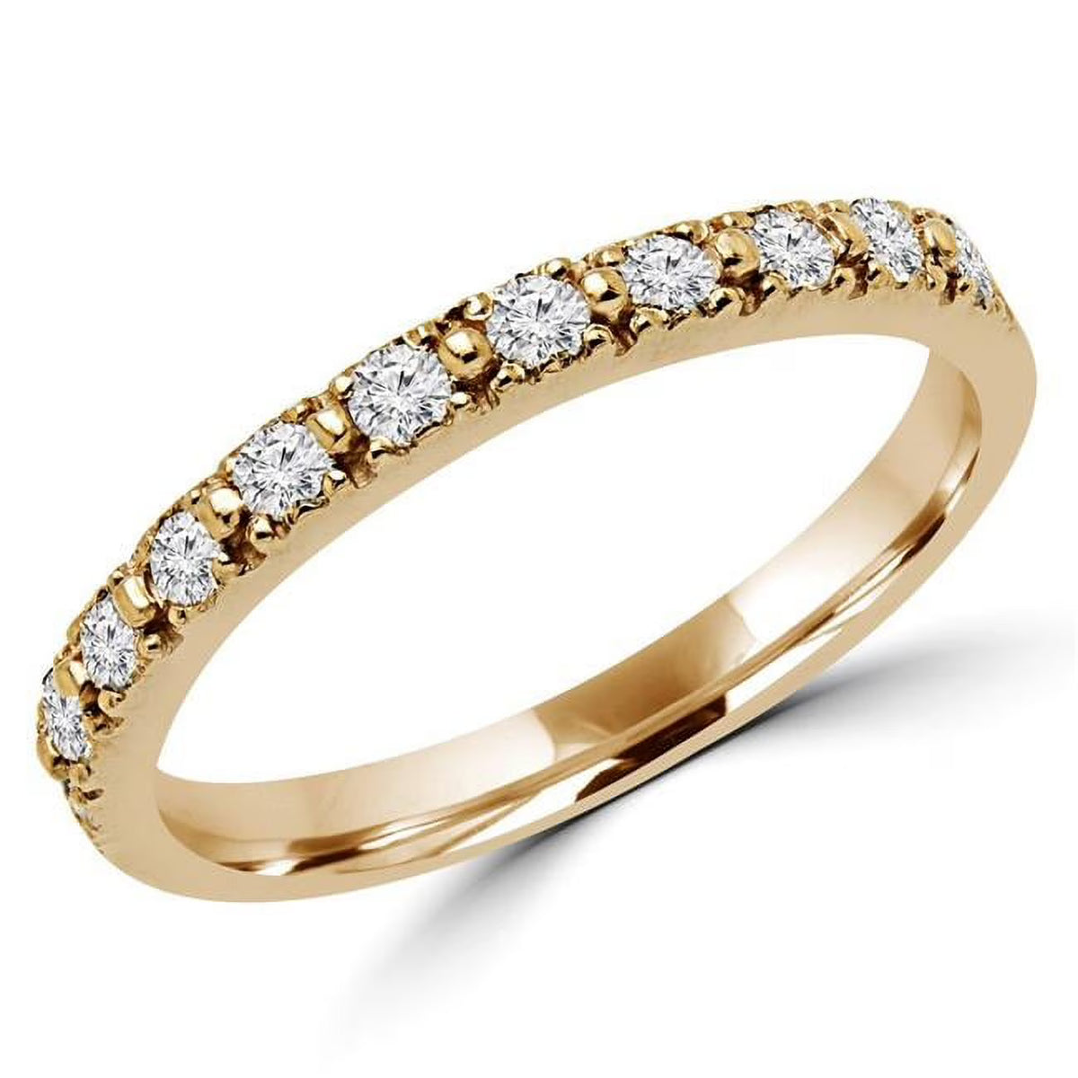 0.25 CTW Round Diamond Semi-Eternity Wedding Band Ring in 14K Yellow Gold C88610