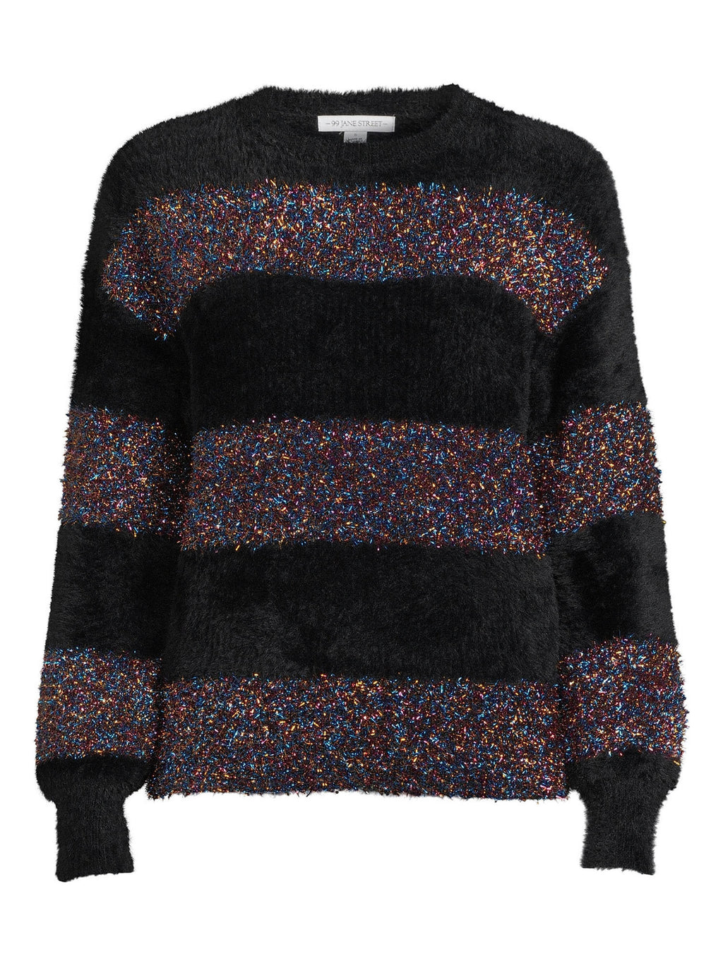 Metallic Stripe Pullover Sweater with Long Sleeves Y72347