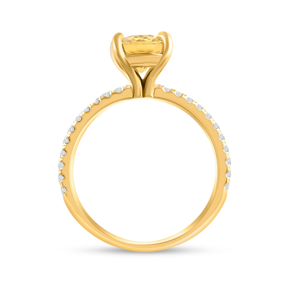 Oval Yellow Sapphire & Diamond Ring 14k Yellow Gold B9178