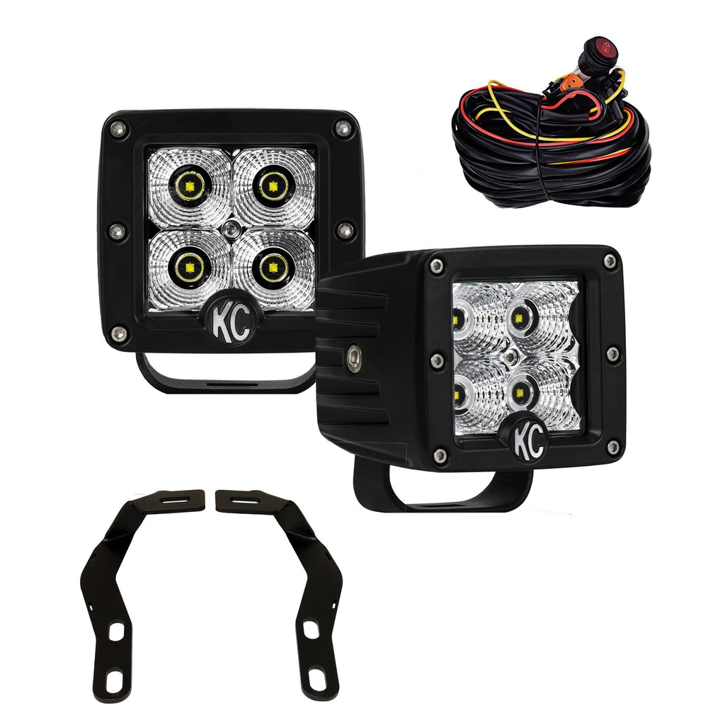 16-19 Toyota Tacoma Pillar/Ditch Mount Light Kit with 3in. C3 LED Flood Beam 12W Lights F2938