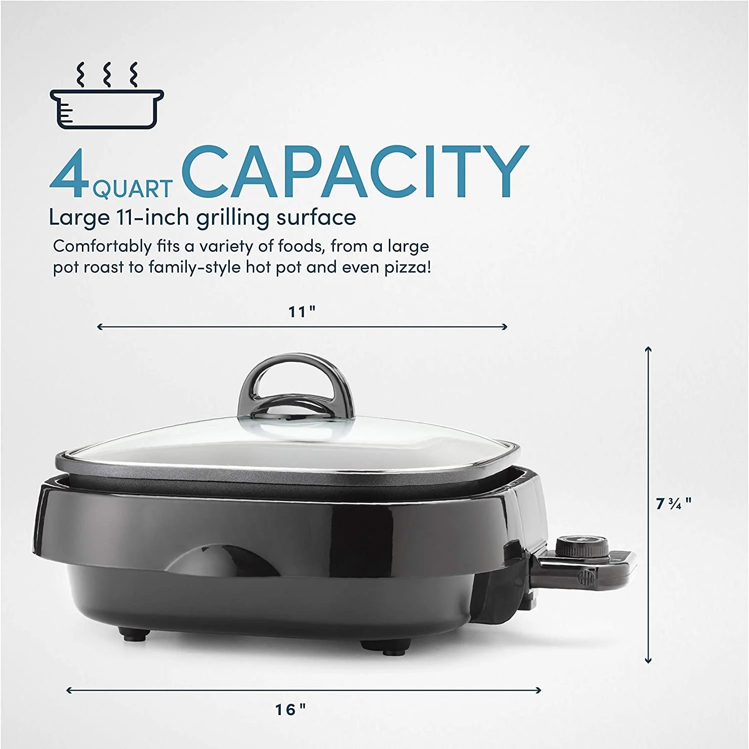 Black 4Qt. 3-in-1 Cool-Touch Electric Indoor Grill M7797