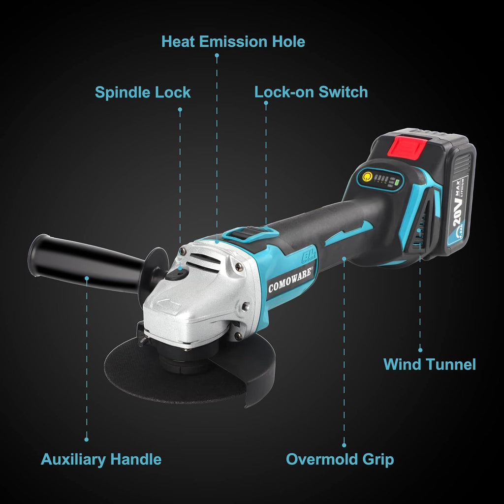 20V Brushless Cordless Angle Grinder Kit, 4-1/2 Inch, Lightweight Angle Grinder Tool P89908