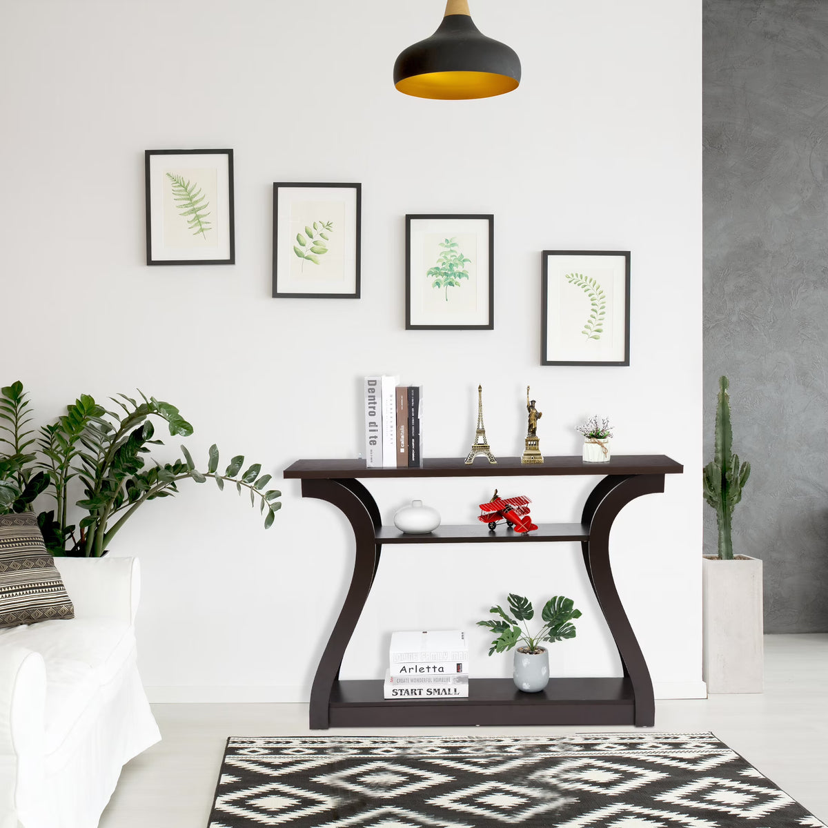 Brown 3-Shelf Narrow Console Table E910215