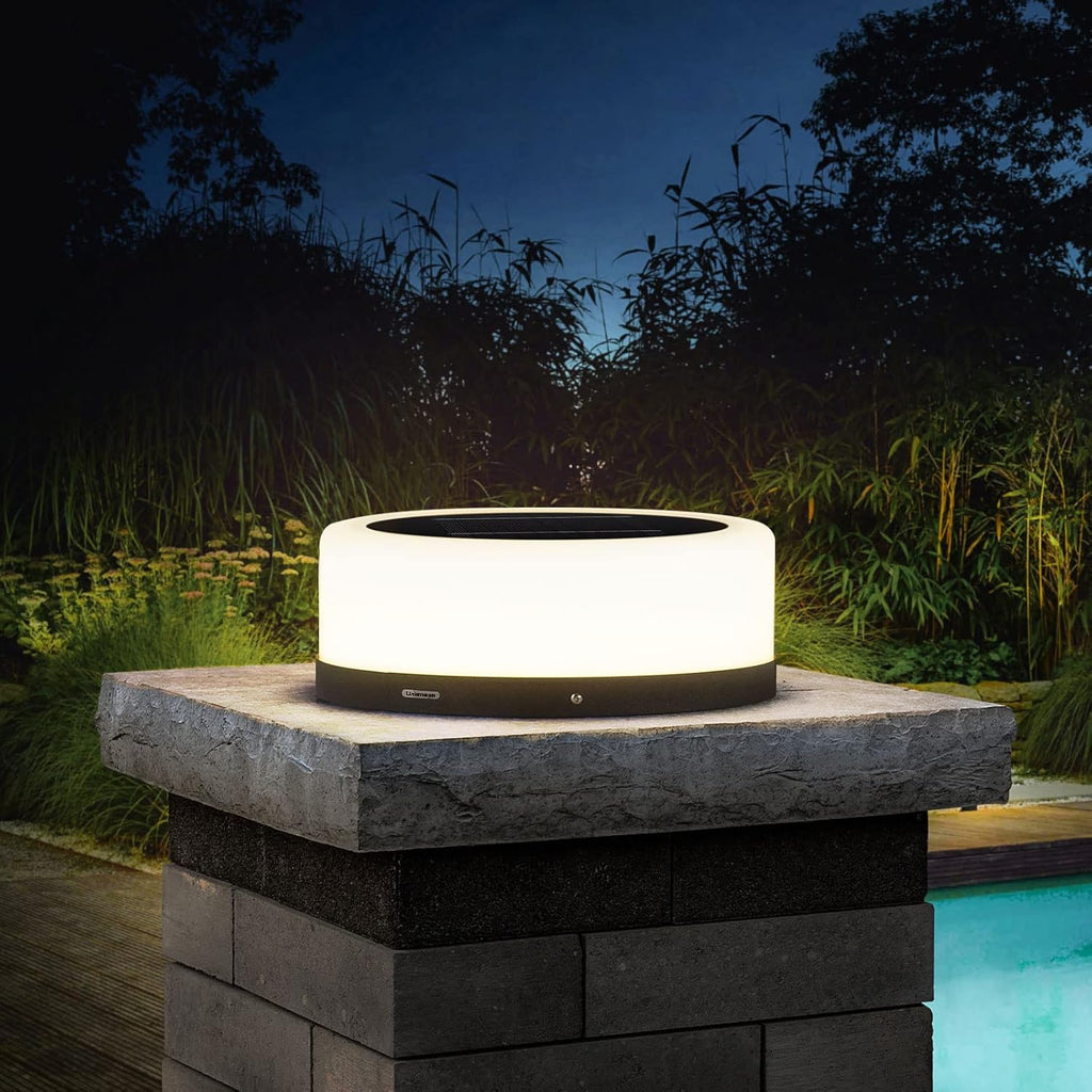 Outdoor Solar Post Cap Light, Modern LED Warm Light P37573