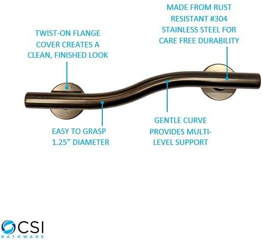 Oil Rubbed Bronze Wave Shaped Grab Bar, Pack of 2 S9590