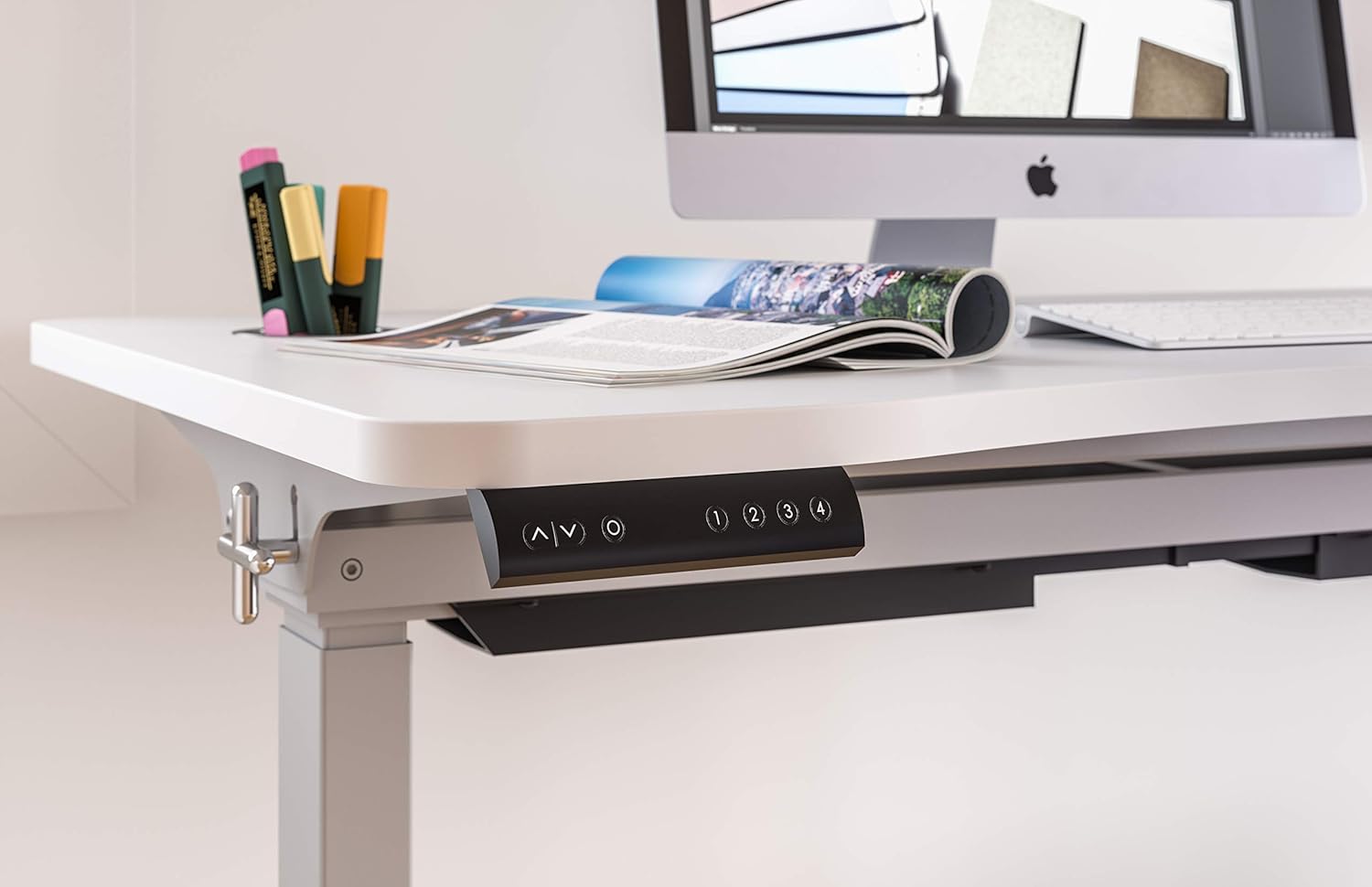 Electric Height Adjustable Sit to Stand Desk, White D4796
