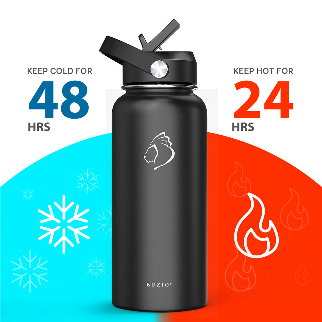32oz Insulated Stainless Steel Water Bottle with Straw Lid and Flex Cap O707