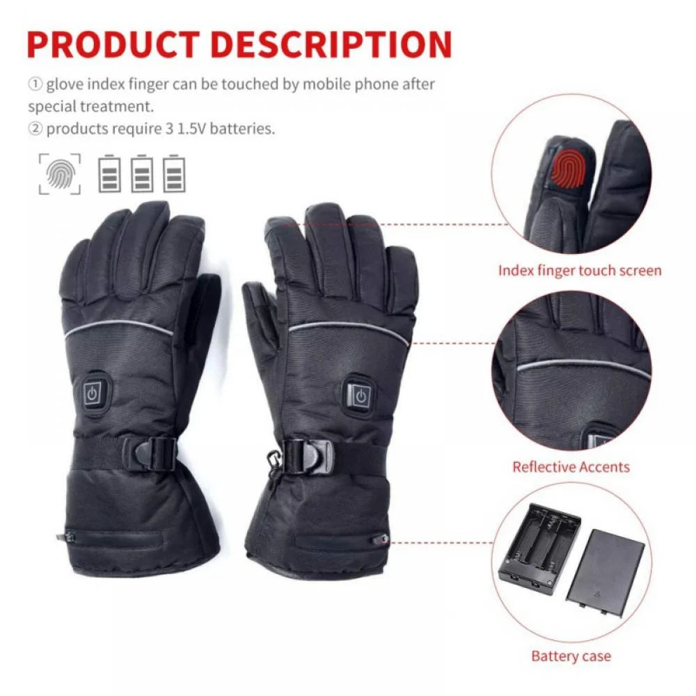 Electric Battery Heated Gloves, Waterproof Touchscreen, 3 Heating Mode Winter Warm Gloves V345