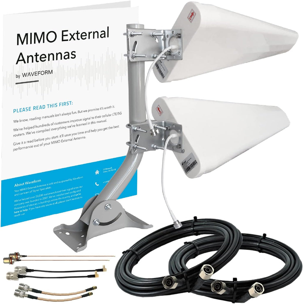 4G/5G Log Periodic Antenna Kit, +11 dBi gain 2x2 600-6000 MHz, Twin Cable A609335