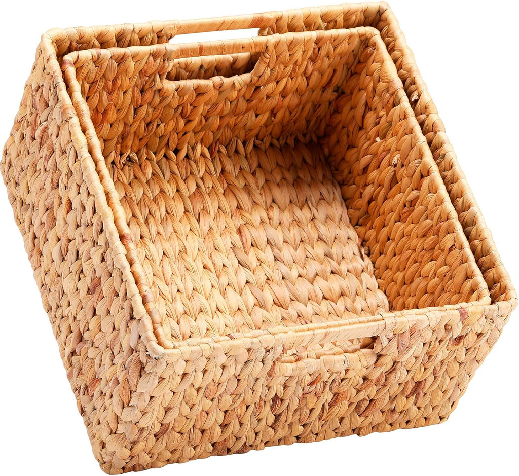 Black Woven Storage Baskets with Handles, Set of 2 T561510