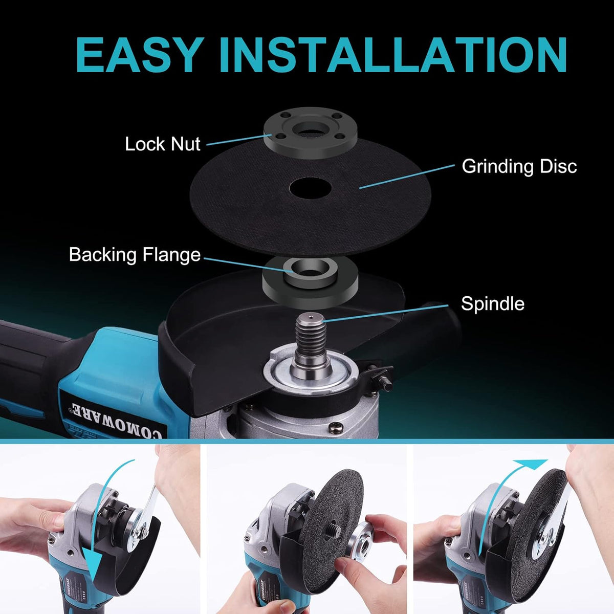 20V Brushless Cordless Angle Grinder Kit, 4-1/2 Inch, Lightweight Angle Grinder Tool P89908