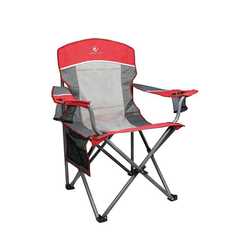 Oversized Mesh Camping Chair Red Grey V56493