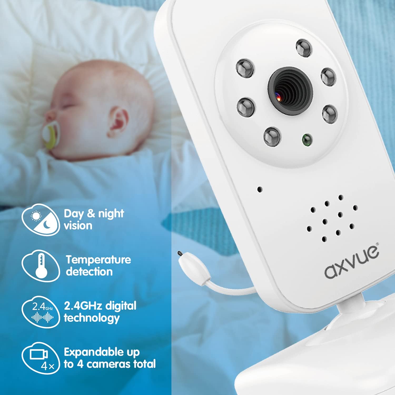 Video Baby Monitor with 2 Cameras, Large Vertical Screen, 1000ft Range, Auto Night Vision, Temperature Alert D377