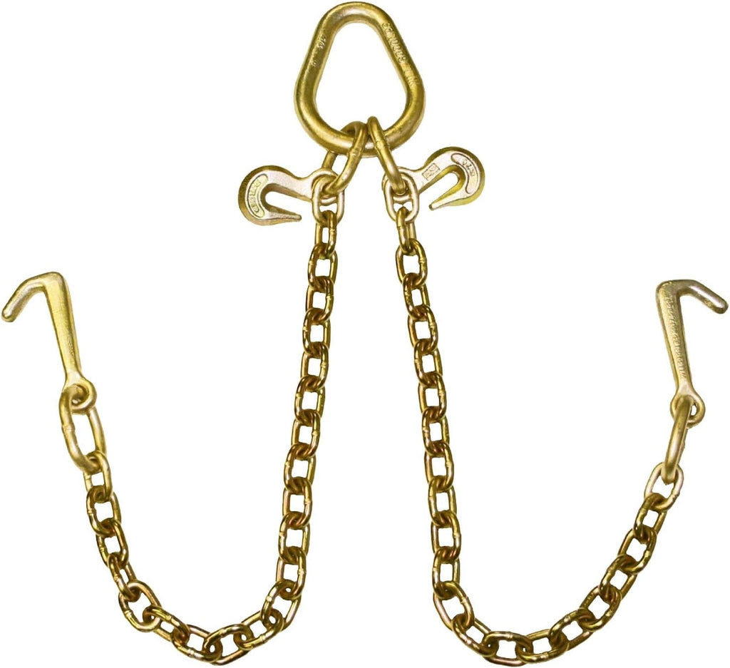 Towing Chain Bridle with Forged 4 Inch Mini J Hooks - Grade 70 Chain - 36 Inches Long - 4,700 Pound Safe Working Load K68375