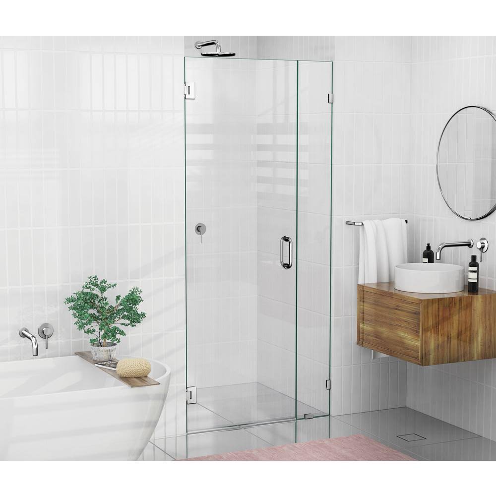 36.25x22 W x 78x22 H Hinged Frameless Shower Door Chrome J364379