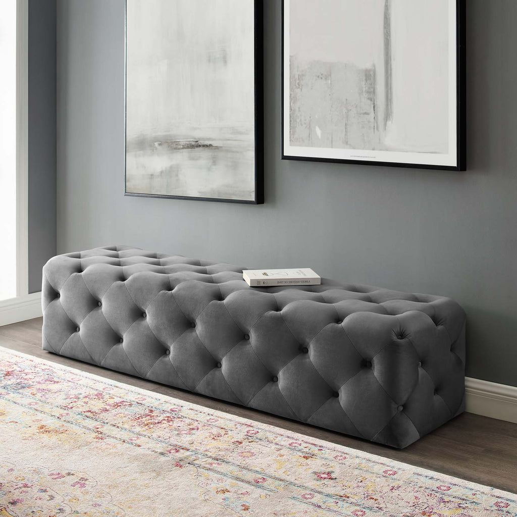 Tufted Velvet Accent Chair Bench J7575