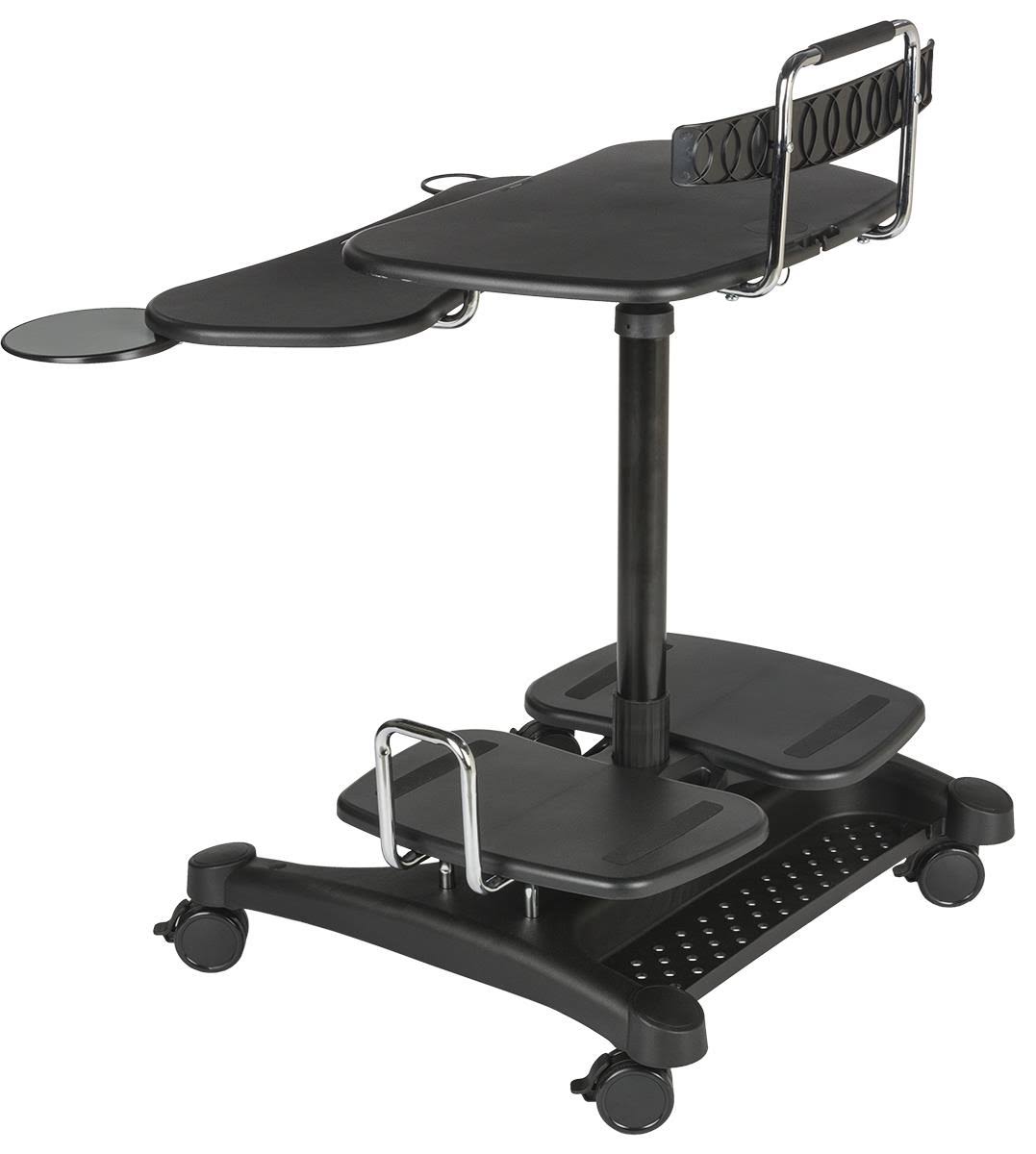 Sit-Stand Mobile Computer Desk Cart with CPU Shelf and Printer M462