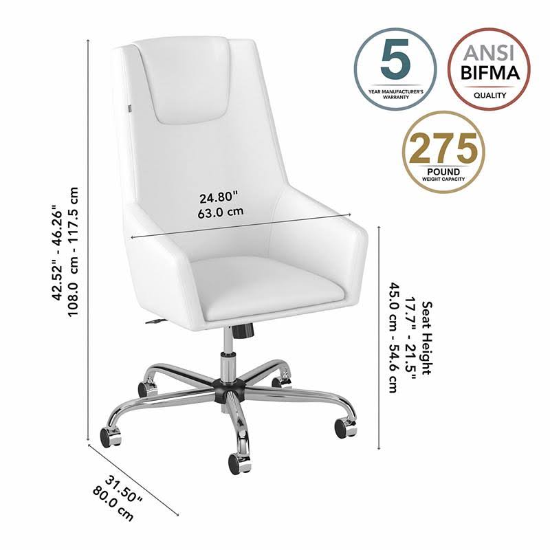 White High Back Leather Box Chair Y467
