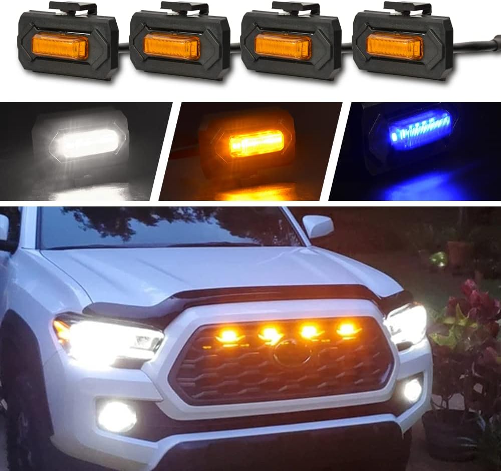4pcs LED Grill Lights Compatible With OEM Grille Q15721