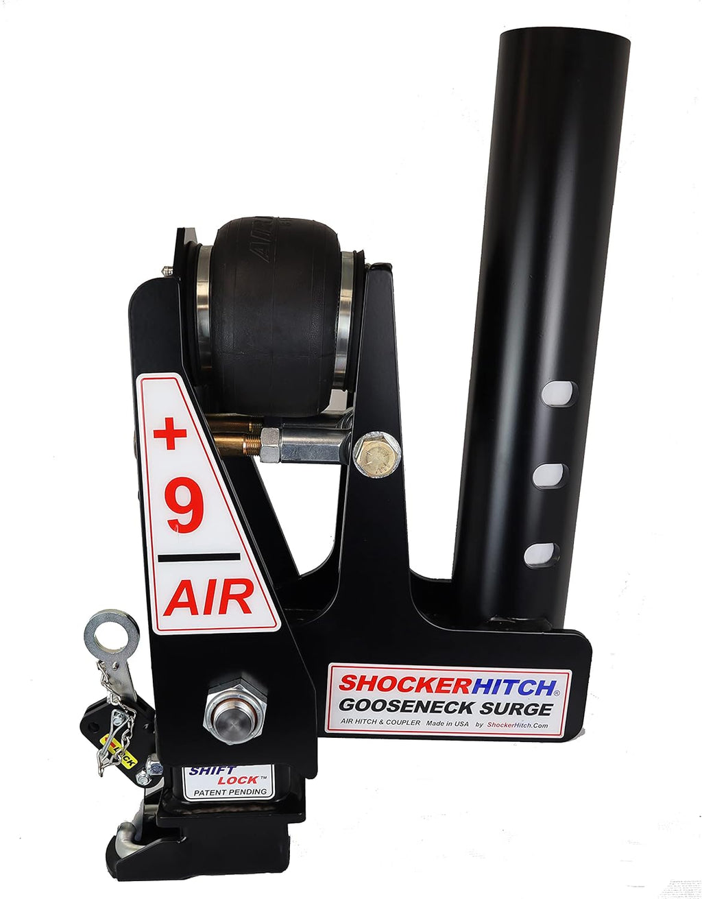 Gooseneck Air Hitch & Coupler, Round 4" Angled Pin 30K Coupler 9" Offset X402