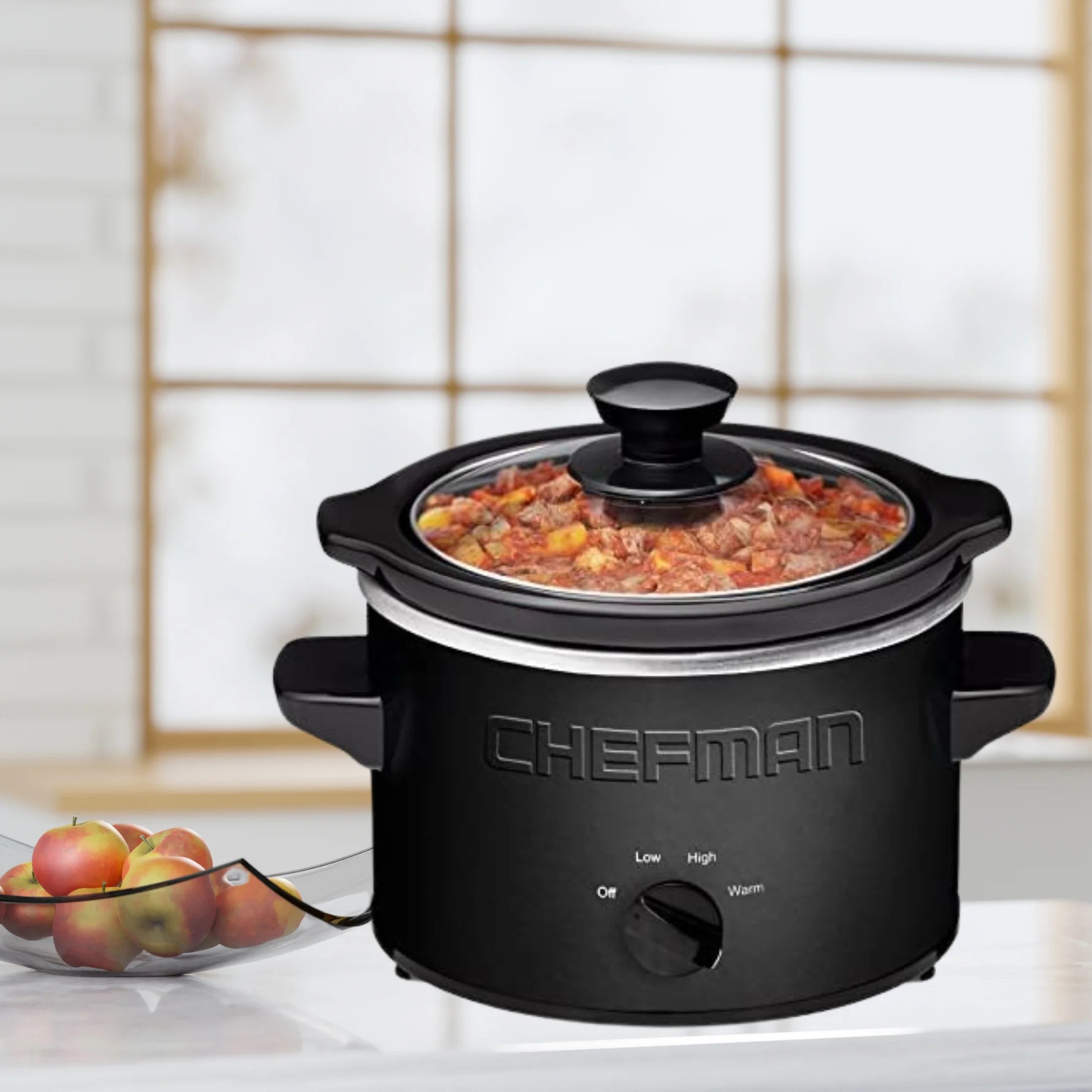 1.5 Quart Black Slow Cooker with Removable Crock and Storage Carrier Q86862