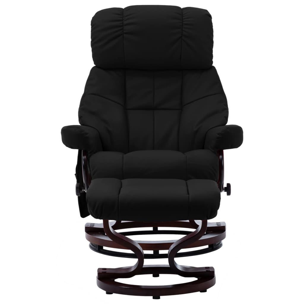 Black Faux Leather Massage Recliner with Ottoman G110216