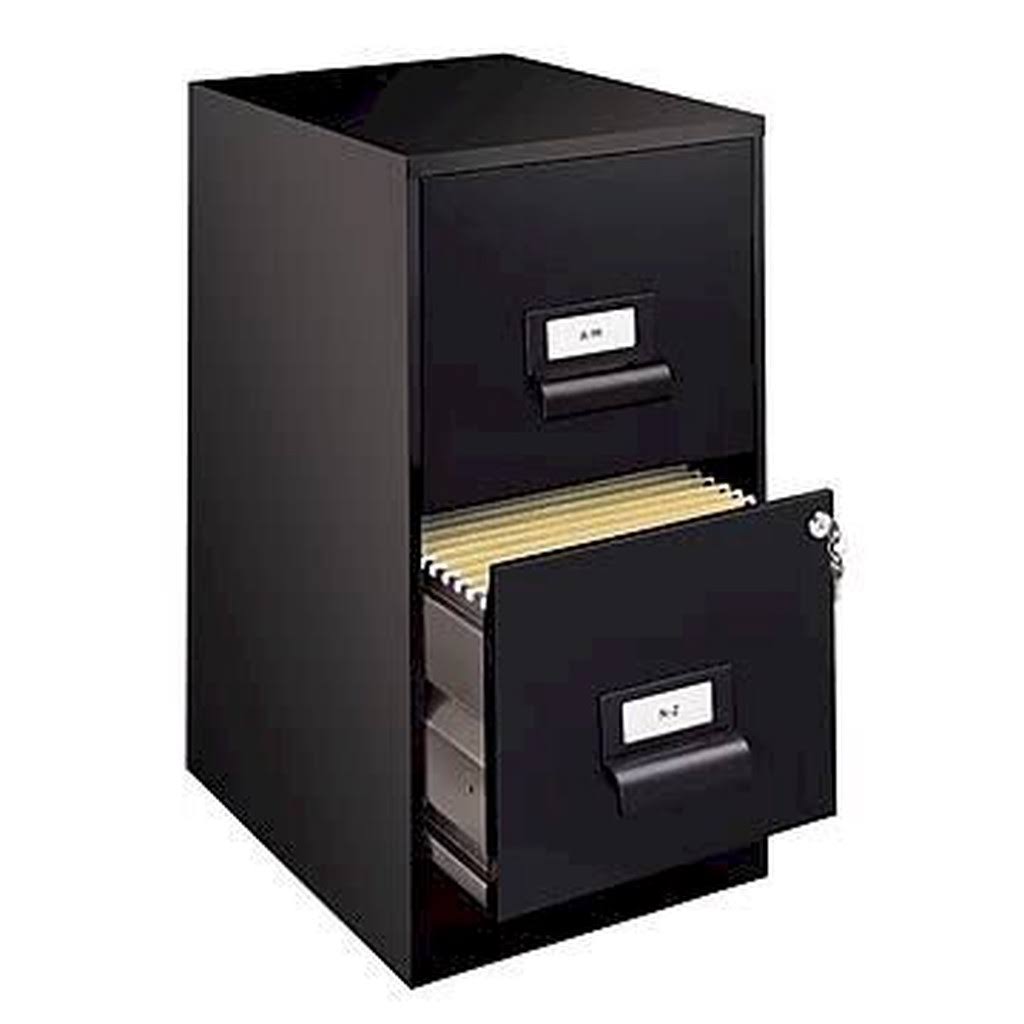 Locking 2-Drawer Vertical File Cabinet, Letter, Black V9759