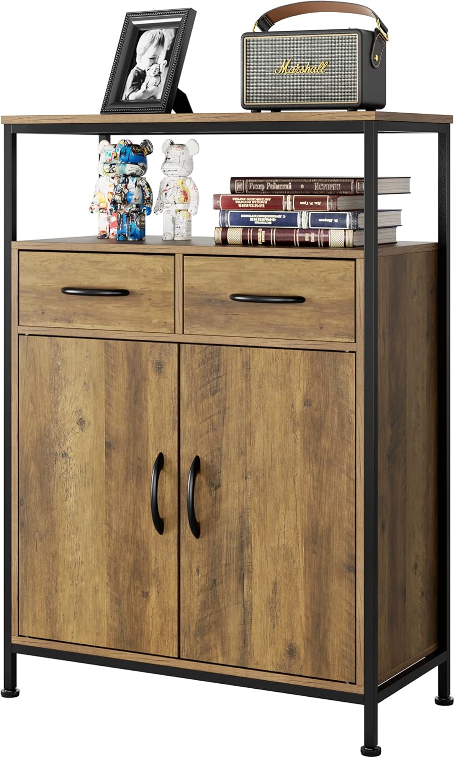 Industrial Storage Cabinet with Fabric Drawers and Shelves J1680