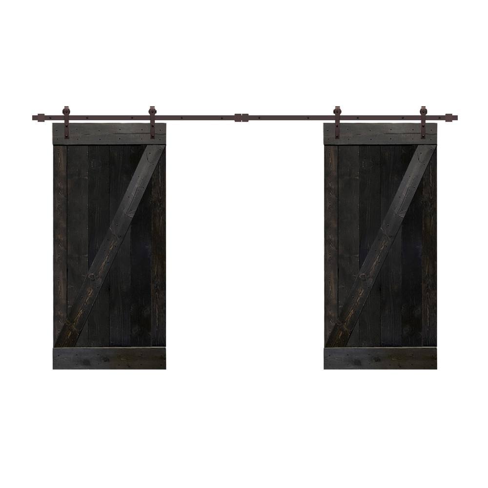 Charcoal Black Double Barn Door with Hardware Kit 48 x 84 L64309