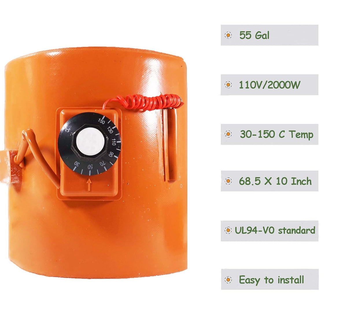 55Gal Drum Heater with Thermostat 30-150°C 110V V751749