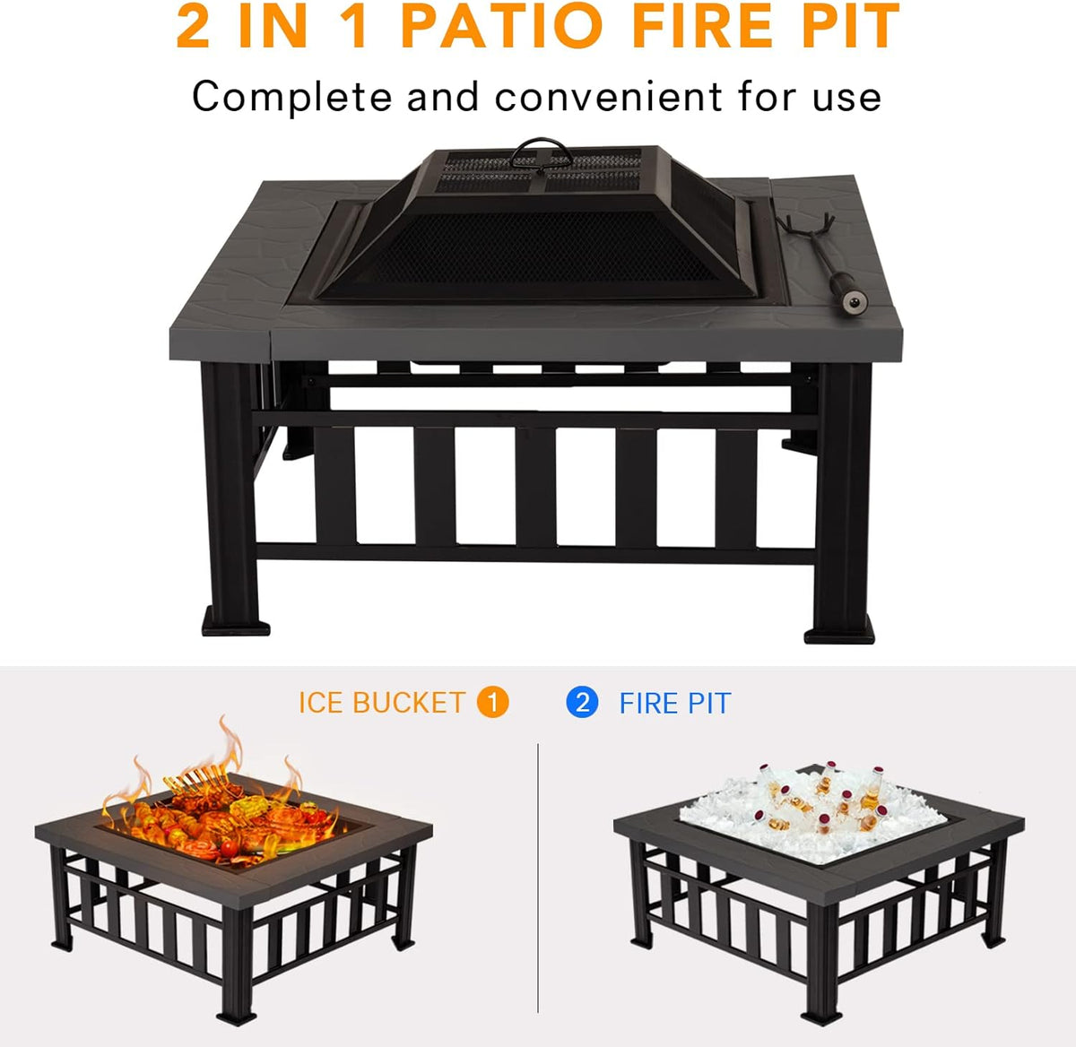 34 Square Metal Fire Pit Table I9659