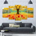 Modern Floral Canvas Art - 60x32 5 Panels T304
