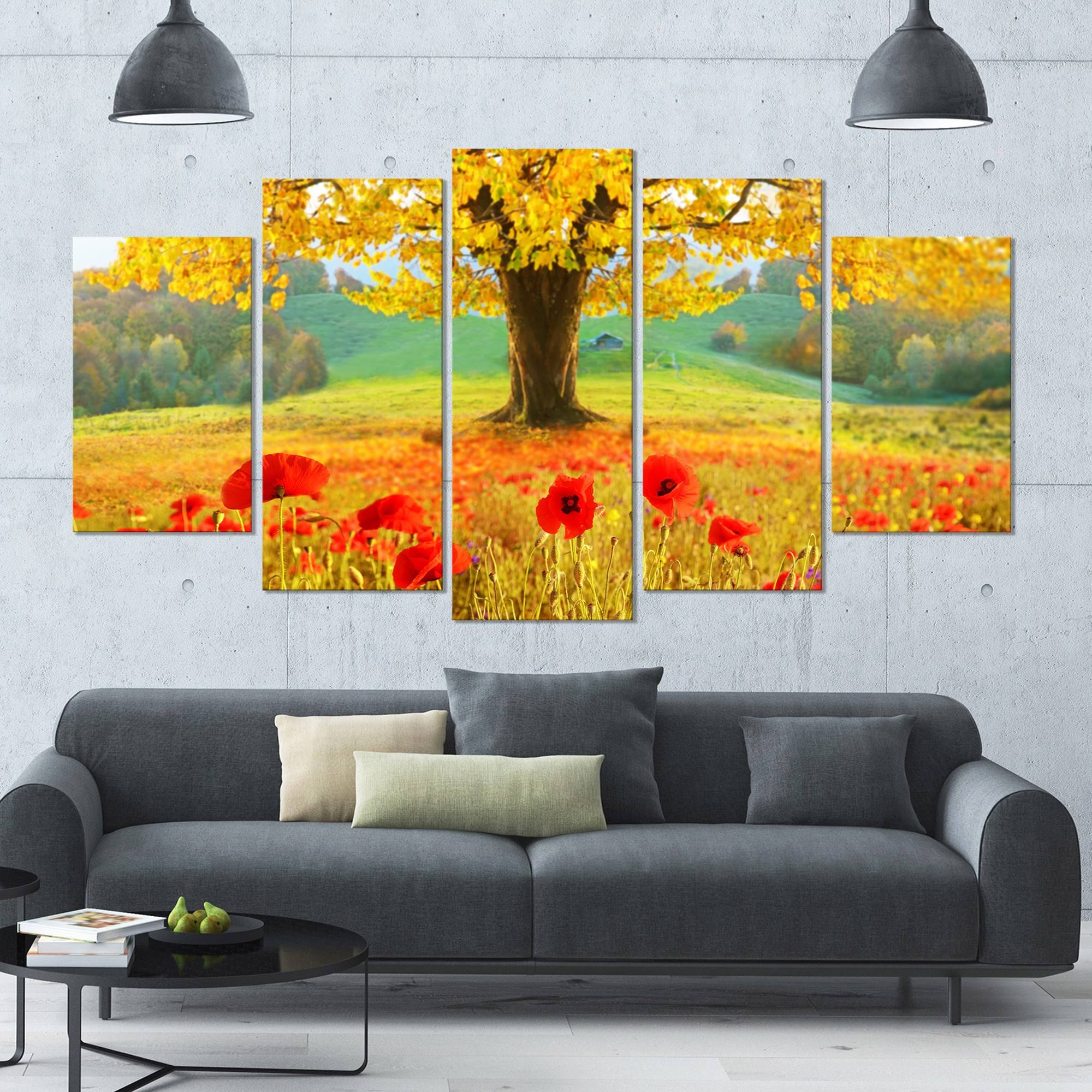 Modern Floral Canvas Art - 60x32 5 Panels T304
