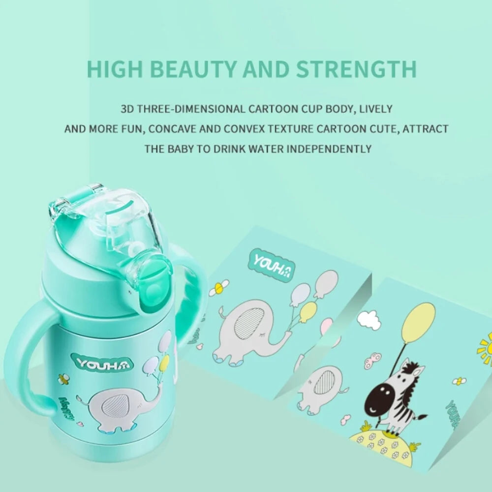Baby Vacuum Insulated Stainless Steel Sippy Cup with Handle Weighted Straw G606