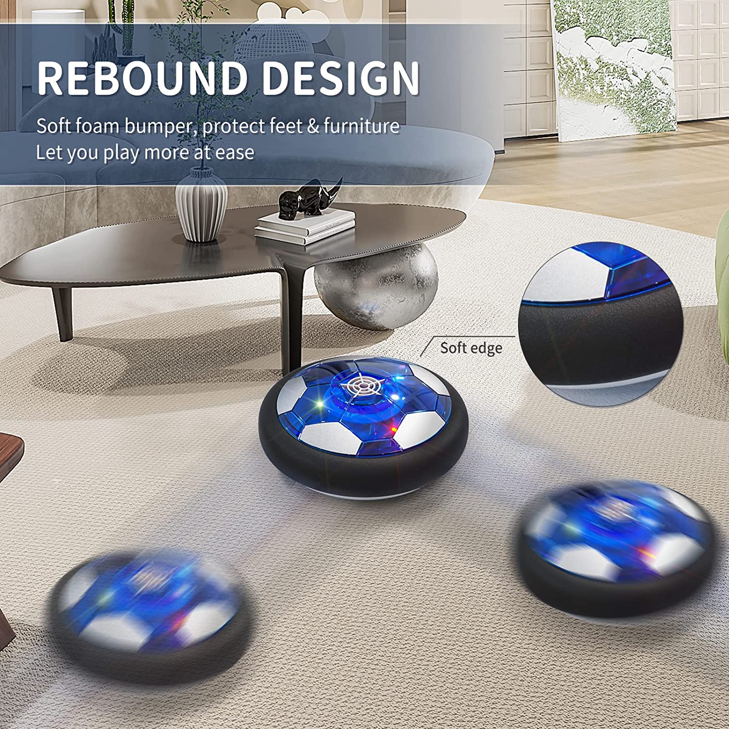Hover Soccer Ball Set of 2 with LED Lights and Soft Foam Bumpers H83987