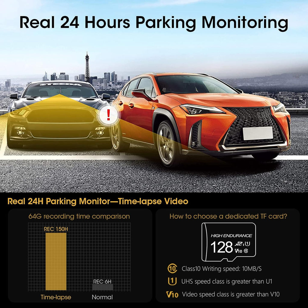 Dual Dash Cam Front and Inside FHD 1080P Dash Camera with IR Night Vision 310°Wide Angle 24H Parking Monitor Pack of 2 H710141