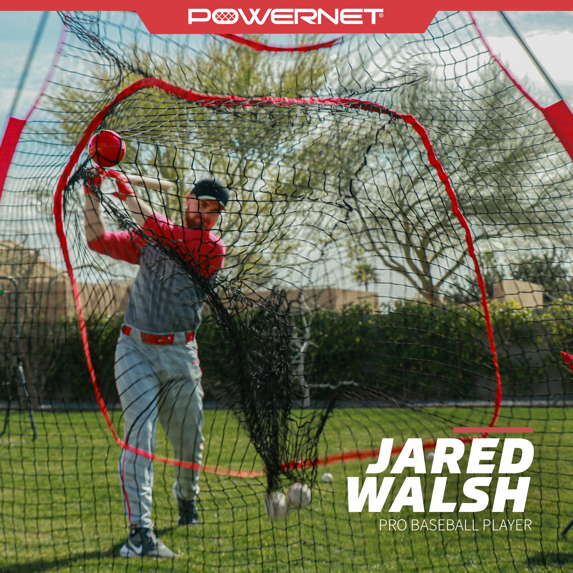 7x7 Baseball Softball Hitting Net with Weighted Heavy Ball and Carry Bag U447